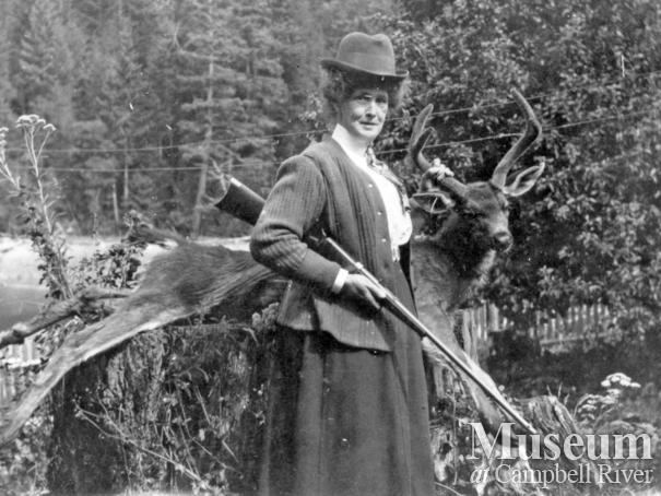 Mrs. Nixon of Twin Islands with deer